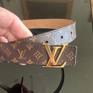 Louis Vuitton Gold Buckle Brown Monogram Belt 25MM